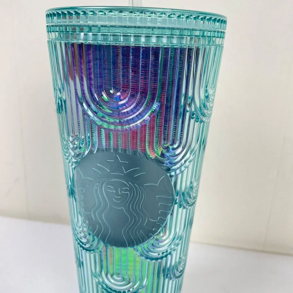 Starbucks 2022 Rainbow Teal Iridescent‎ Mermaid Scales Tumbler 24 oz
